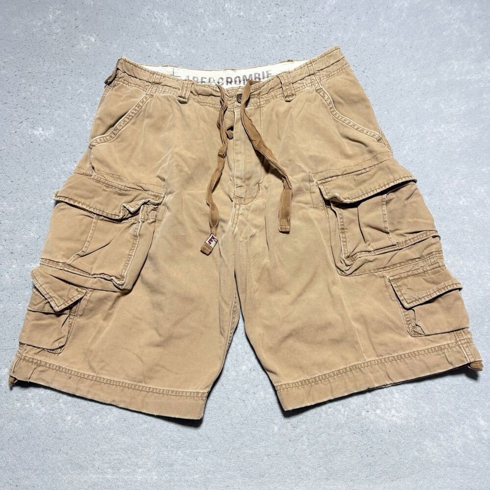 VTG Y2k Abercrombie & Fitch Cargo Shorts Tan Paratrooper Men’s 36 Utility